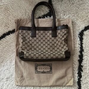 2018 GUCCI leather/canvas tote bag